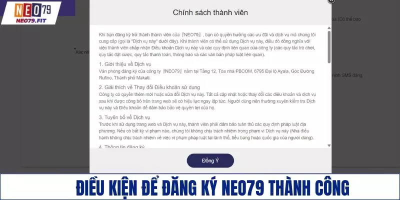 Điều kiện đăng ký NEO79 thành công cho người mới