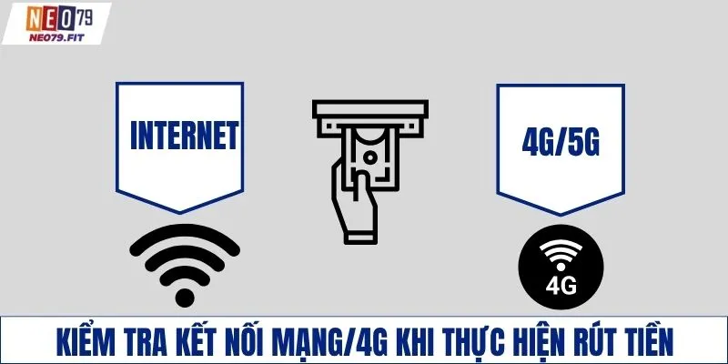 Kiểm tra kết nối mạng/4G khi thực hiện rút tiền