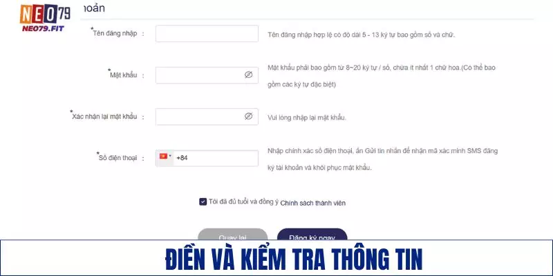 Kiểm tra thông tin đã điền và hoàn tất