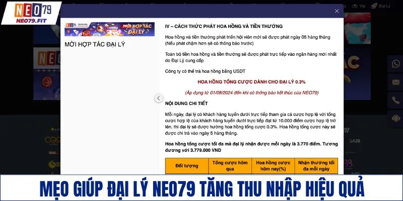 Mẹo giúp đại lý NEO79 tăng thu nhập hiệu quả