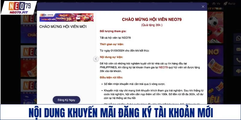 Nội dung chương trình khuyến mãi đăng ký tài khoản mới