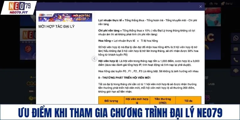 Ưu điểm khi tham gia chương trình đại lý NEO79