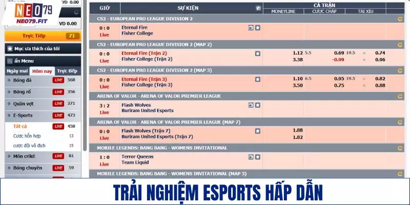Trải nghiệm Esports với những màn đấu hấp dẫn